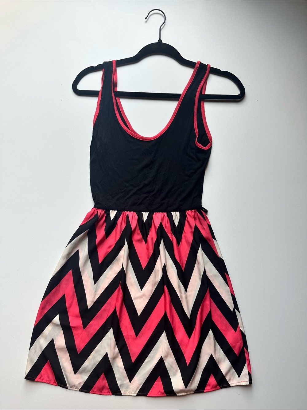 Women’s Black and Pink Chevron Tank Dress